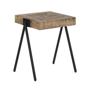 ECAMA - Table d'Appoint Rectangulaire en Bois de Manguier et Métal Noir