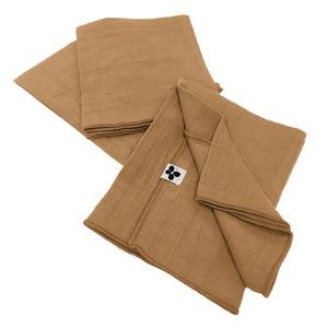 OUREA - Lot de 3 Serviettes 40x40cm Gaze de Coton Camel