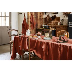 MARGAUX - Nappe Rectangulaire 170x350cm Lin Lavé Coloris Paprika