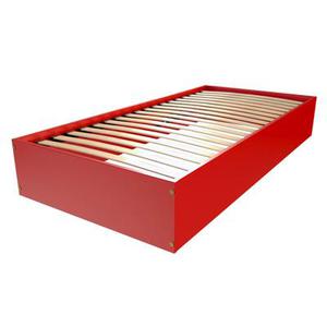 Lit coffre 1 place bois massif 90x200 Rouge