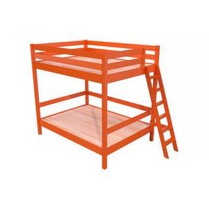 Lit superposé adulte 2 places double échelle bois Sylvia 140x200 Orange