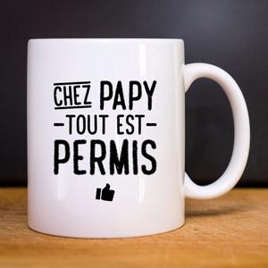 Mug Chez Papy Tout Est Permis - Blanc - Taille TU