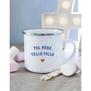 Mug Metal Tel Père Telle Fille Cœur - Blanc - Taille TU