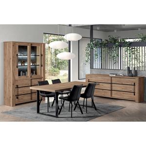 NILLA - Ensemble Buffet + Vitrine + Table 170cm Aspect Bois