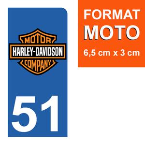 1 sticker pour plaque d'immatriculation MOTO , 51 Marne, V-TWIN