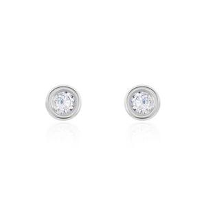 Boucles D'oreilles Puces Eden Serti Pneu Or Blanc Oxyde De Zirconium