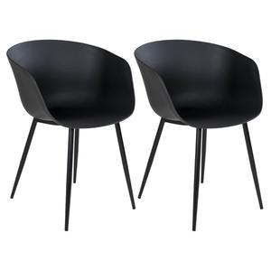 MONTANA - Lot de 2 Chaises PolyPropylène Noir et Pieds Acier