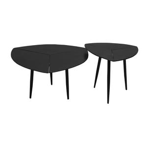 GINGER - Lot de 2 Tables Plateau et Pieds en Acier Laqué Noir Mat