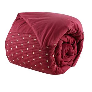 POLLY - Housse de Couette 260x240cm Coton Coloris Grenat