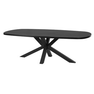 NOX - Table Ovale 200cm Aspect Bois Piètement Etoile Métal Noir