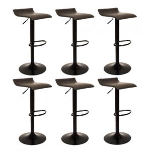 BOLY - Lot de 6 Tabourets Simili Cuir Marron Foncé