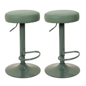 SMIDO - Lot de 2 Tabourets Réglables Simili Vert