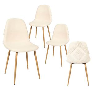 WAP - Lot de 4 Chaises Blanches à Motifs Pieds Effet Bois