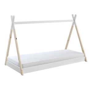 FLITT - Lit au Sol 90x200cm en Pin Forme Tipi + Matelas