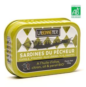 Sardines du pêcheur à l’huile d’olive, citron, ail et persil bio