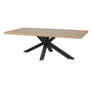 CANYON - Table Rectangulaire 230cm Aspect Bois Piètement Etoile Métal Noir