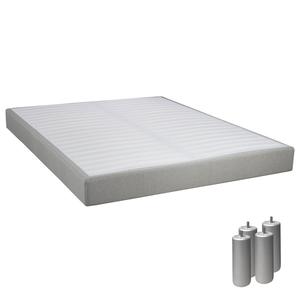 TAPIKIT - Sommier Tapissier Démontable 2x20 Lattes 160x200cm Lin + Pieds Argent 15cm