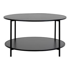 HARALD - Table Basse Ronde Acier et Effet Bois Noir