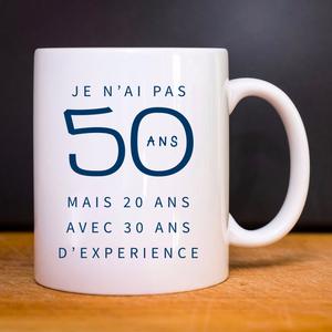 Mug Je N'ai Pas 50 Ans Mais 20 Ans Avec 30 Ans D'experience Waf - Blanc - Taille TU