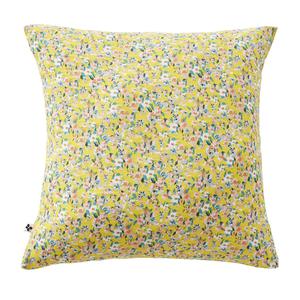 SIMONE - Taie d'Oreiller 60x60cm Gaze de Coton Jaune Imprimé Floral