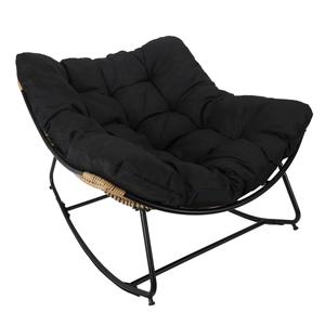 MERIDA - Fauteuil à Bascule Noir avec Assise Capitonnée