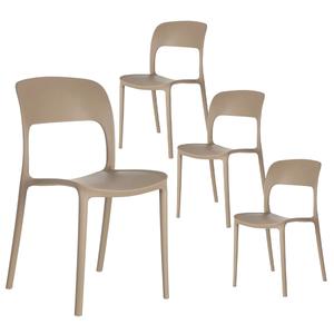 FAOH - Lot de 4 Chaises Ajourées Empilables PP Taupe