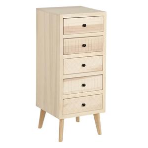 PAPLIO - Chiffonnier 5 Tiroirs en MDF et Bois de Peuplier