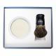 Kit de rasage homme PLISSON, coffret rasage 3 pièces, blaireau de rasage pur poil gris sur support, bol à raser et savon à barbe