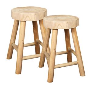 VOLNA - Lot de 2 Tabourets en Bois de Paulownia