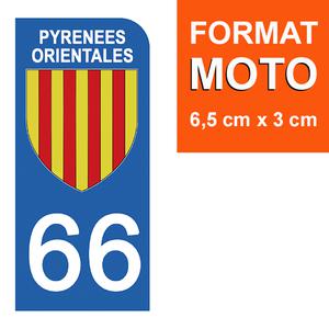 1 sticker pour plaque d'immatriculation MOTO , 66 PYRENEES ORIENTALES