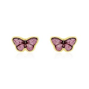 Boucles D'oreilles Puces Sulivia Papillon Or Jaune