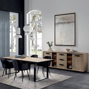 JACKSON - Ensemble Buffet + Table 230cm Effet Bois Clair