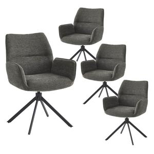 CARLOTTA - Lot de 4 Fauteuils de table Pivotants Tissu Coloris Gris Anthracite