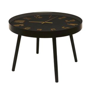 ORLAR - Table d'Appoint Horloge Silencieuse Ø70cm Noir et Or