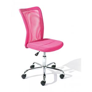 CLIDE - Chaise de Bureau Enfant Tissu Rose et Pieds Chromés