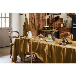 MARGAUX - Nappe Rectangulaire 170x350cm Lin Lavé Coloris Caramel