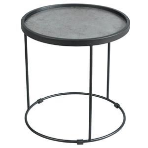 KERIA - Table d'Appoint Ronde Ø50cm Aspect Céramique Grise