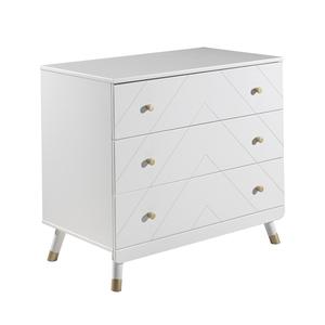 TINY WHITE - Commode 3 Tiroirs Motif Graphique