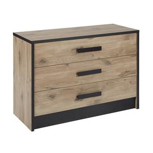 COPOLA - Commodes 3 Tiroirs Aspect Bois et Noir