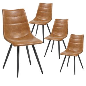 KORA - Lot de 4 Chaises Simili Cuir Marron