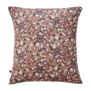 ADONIS - Taie d'Oreiller 60x60cm Gaze de Coton Fond Brun Motifs Fleurs