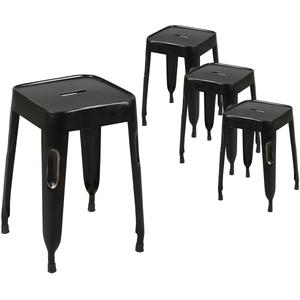 TOLGA - Lot de 4 Tabourets Noirs