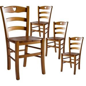 NAPLES - Lot de 4 Chaises Teinté Chêne et Assises en Bois