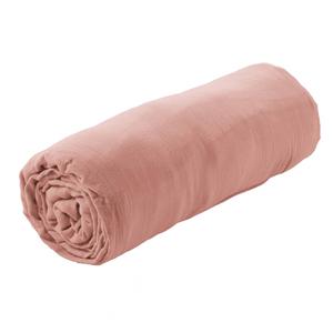 OUREA - Drap Housse 160x200cm Gaze de Coton Rose Pêche