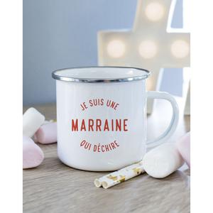 Mug Metal Je Suis Une Marraine Qui Dechire - Blanc - Taille TU