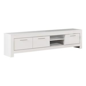 DENAE - Meuble TV 3 Portes L207cm Laqué Blanc Brillant