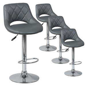 HAMILTON - Lot de 4 Tabourets de Bar Gris