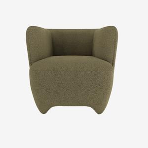 Fauteuil en laine bouclée vert kaki