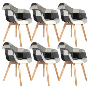 MOZAIK - Lot de 6 Fauteuils Scandinaves Noirs et Blancs