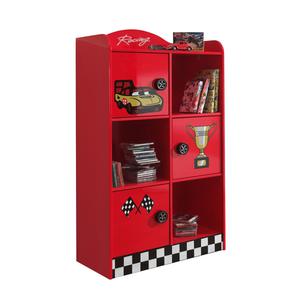 TURBO - Bibliothèque 3 Portes Rouge Style Racing H.134cm